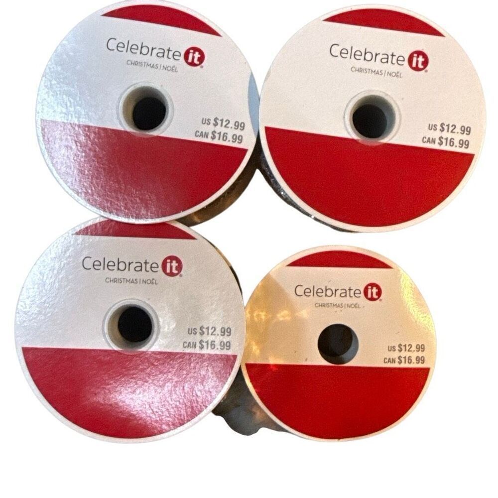 Celebrate It Metallic Wired Assorted Ribbon Spool Lot of 4 NWT - Picture 3 of 11